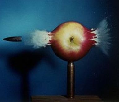 Bullet going through apple demonstration