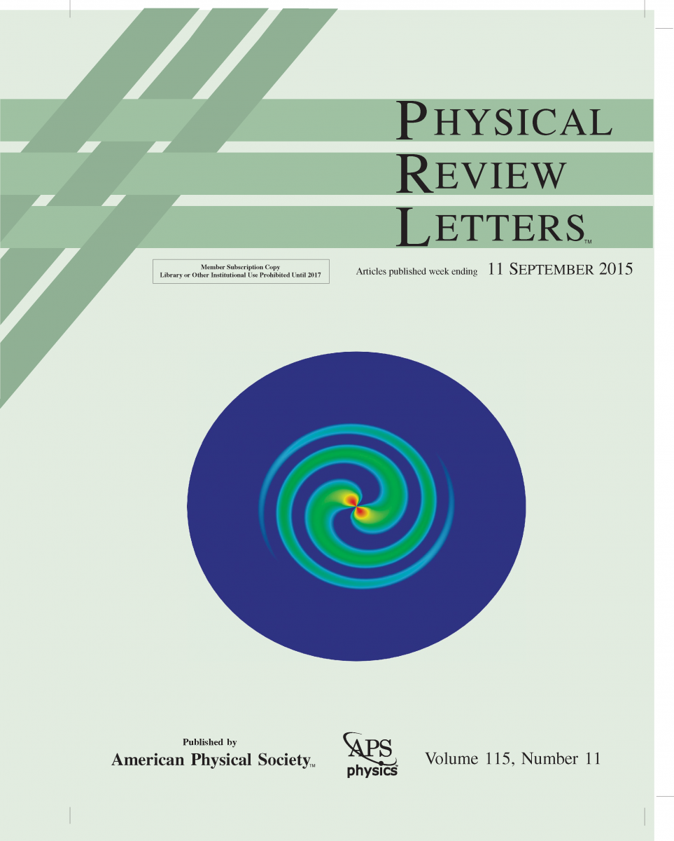 Phys Rev Letts Sept 2015 Cover