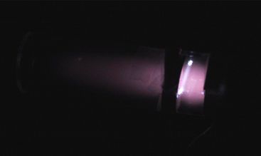 Soft purple light through laser apparatus