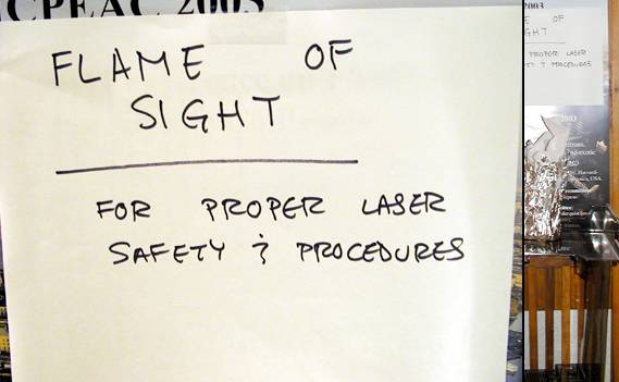 Flame of sight: for proper laser safety and procedures.