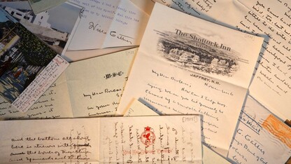 Pile of Willa Cather's letters and photos