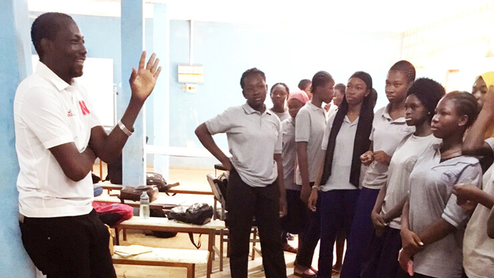 Malgoubri (left) speaks to participants in his recent workshop on education practices regarding multilingual learners.