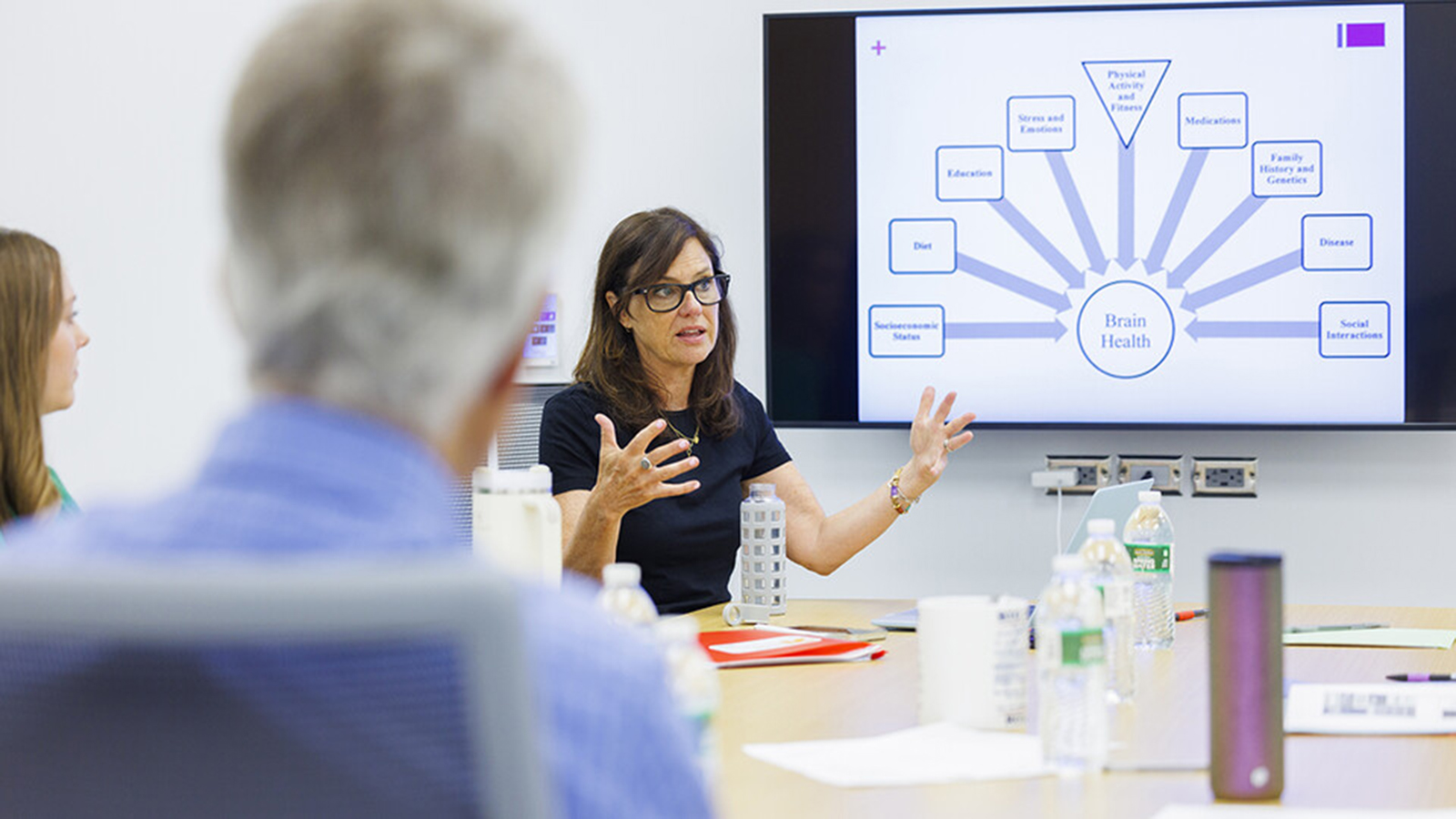 Judy Harvey discusses the many facets of brain health during a memory workshop at the Barkley Speech-Language and Hearing Clinic. (photo by Craig Chandler, University Communication and Marketing)