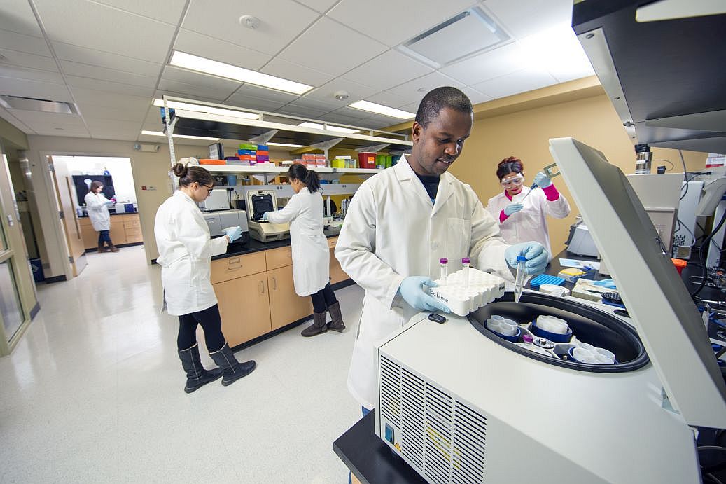 Lab members in the facility