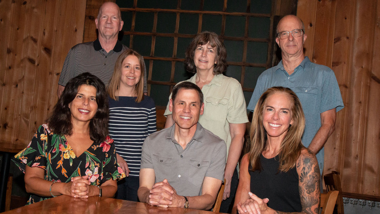 The project research team includes, front row from left: Loukia Sarroub, Alex Mason and Sarah Staples-Farmer. Back row from left: Randy Farmer, Natalie Koziol, Debbie Minter and Eric Buhs. (Kyleigh Skaggs, CYFS)