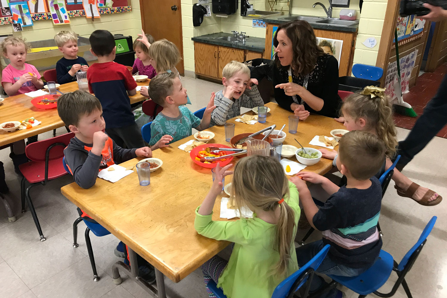 Family Style Meal at Snack Time at Preschool