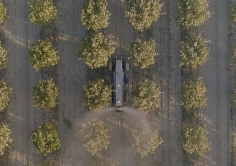 Aerial view of GUSS spraying orchard