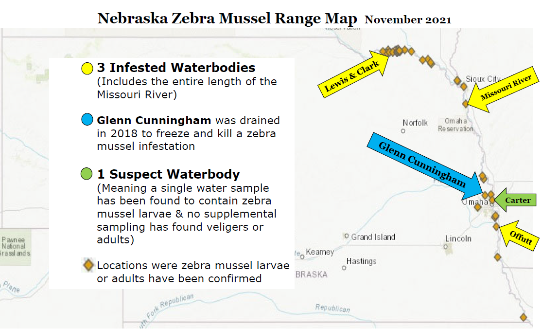 current Zebra Mussel national range map