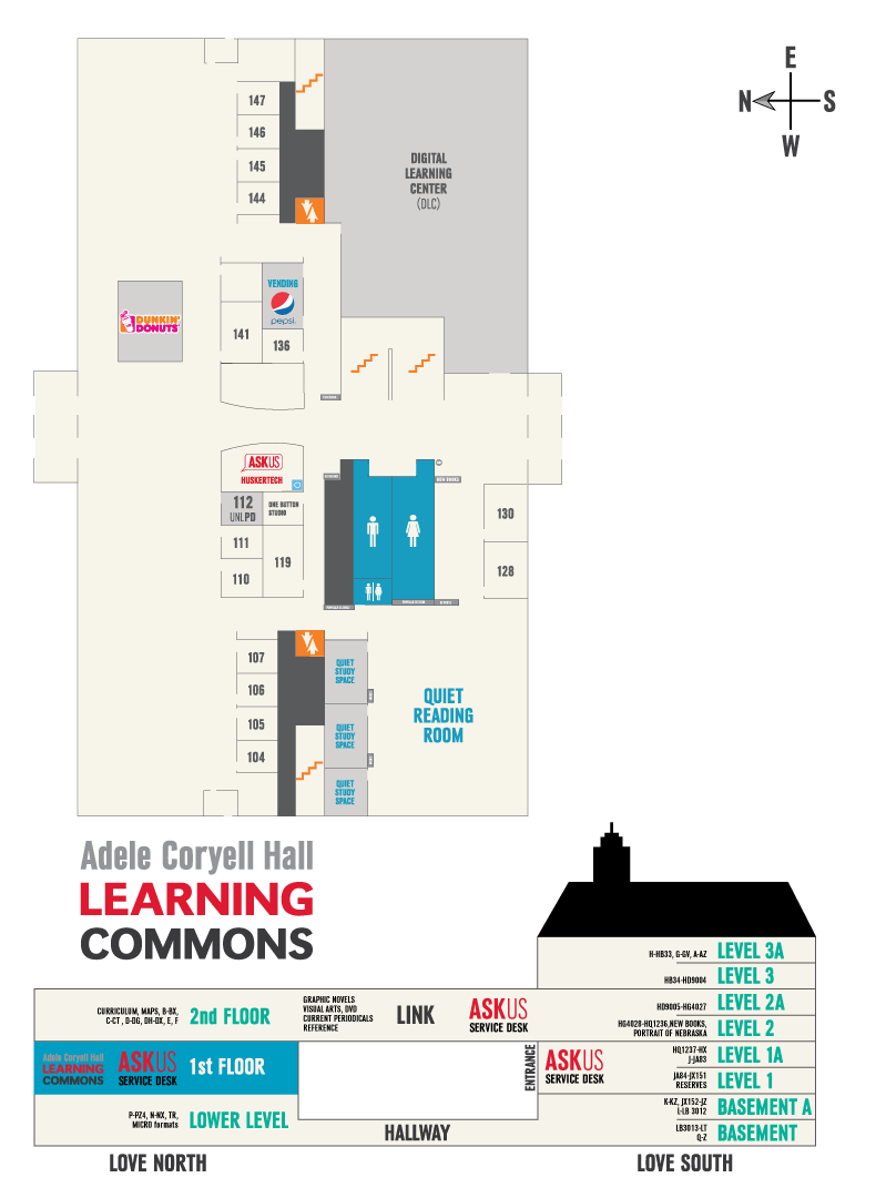 map of Adele Hall Learning Commons
